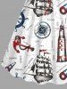 Plus Size Sailboat Anchor Rudder Cruise Print Cinched Hawaii Dress -  