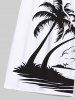 Plus Size Coconut Tree Bird Seascape Print Hawaii Beach Shorts For Men -  