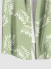 Plus Size Leaf Print Buttons Pocket Hawaii Shirt For Men -  