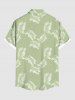 Plus Size Leaf Print Buttons Pocket Hawaii Shirt For Men -  