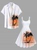 Plus Size Coconut Tree Sun Boat Seascape Print Hawaii Tank Dress -  
