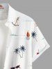 Plus Size Coconut Tree Lighthouse Sunglasses Fruit Juice Print Buttons Pocket Hawaii Shirt For Men -  