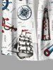 Plus Size Sailboat Anchor Rudder Cruise Print Buttons Pocket Hawaii Shirt For Men -  