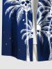 Plus Size Coconut Tree Skulls Paint Splatter Print Buttons Pocket Hawaii Shirt For Men -  