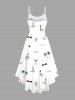 Plus Size Coconut Tree Lighthouse Sunglasses Fruit Juice Print High Low Hawaii Cami Dress -  