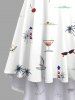 Plus Size Coconut Tree Lighthouse Sunglasses Fruit Juice Print High Low Hawaii Cami Dress -  