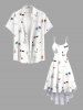 Plus Size Coconut Tree Lighthouse Sunglasses Fruit Juice Print High Low Hawaii Cami Dress -  