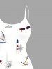 Plus Size Coconut Tree Lighthouse Sunglasses Fruit Juice Print High Low Hawaii Cami Dress -  