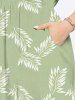 Robe mi-longue hawaïenne fendue à imprimé feuilles grande taille - Vert clair 3X