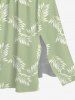 Robe mi-longue hawaïenne fendue à imprimé feuilles grande taille - Vert clair 3X