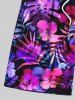 Short de Plage Hawaïen Fleur Feuille Tropicale Imprimées de Grande Taille pour Homme - Pourpre  4XL