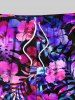 Plus Size Tropical Leaf Hibiscus Flower Print Hawaii Beach Shorts For Men -  
