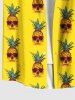 Plus Size Pineapple Skulls Print Buttons Pocket Hawaii Shirt For Men -  