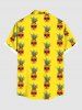 Plus Size Pineapple Skulls Print Buttons Pocket Hawaii Shirt For Men -  