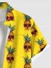 Plus Size Pineapple Skulls Print Buttons Pocket Hawaii Shirt For Men -  
