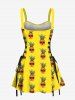 Pineapple Skulls Print Lace Up Hawaii Tank Dress -  