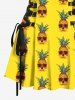 Pineapple Skulls Print Lace Up Hawaii Tank Dress -  