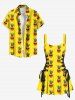 Pineapple Skulls Print Lace Up Hawaii Tank Dress -  