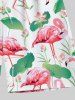 Plus Size Flamingo Lotus Flower Leaf Print Hawaii Drawstring Beach Shorts For Men -  