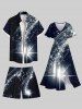 Plus Size Glitter Stars Galaxy Print Hawaii Drawstring Beach Shorts For Men -  