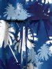 Combinaison Short Hawaïen Ombrée Cocotier Imprimé de Grande Taille avec Poche à Cordon - Bleu XXS