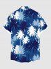Chemise Boutonnée Imprimé Cocotier Tie-Dye avec Poche Grande Taille pour Homme - Bleu S