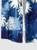 Chemise Boutonnée Imprimé Cocotier Tie-Dye avec Poche Grande Taille pour Homme - Bleu S