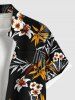 Chemise hawaïenne grande taille à imprimé feuilles tropicales et fleurs pour homme - Noir 4XL