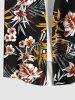 Chemise hawaïenne grande taille à imprimé feuilles tropicales et fleurs pour homme - Noir 4XL