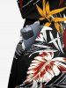 Combinaison Imprimé à Feuilles et Fleurs Tropicales avec Boutons Grande Taille - Noir 2X