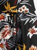 Plus Size Tropical Leaves Floral Print Hawaii Drawstring Button Jumpsuit -  