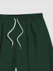 Plus Size Solid Hawaii Drawstring Beach Shorts For Men -  