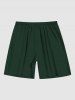 Plus Size Solid Hawaii Drawstring Beach Shorts For Men -  