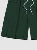 Short de Plage Hawaiien en Couleur Unie Grande Taille à Cordon pour Homme - Vert 8XL