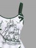 Plus Size Coconut Tree Sailboat Cruise Print Hawaii A Line Tank Dress -  