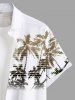 Plus Size Ombre Coconut Tree Synthwave Retrowave Print Hawaii Button Pocket Shirt For Men -  