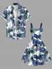 Plus Size Tropical Leaf Flower Print Hawaii A Line Tank Dress -  