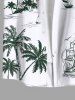 Plus Size Coconut Tree Sailboat Cruise Print Hawaii Button Pocket Shirt For Men -  