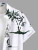 Plus Size Coconut Tree Sailboat Cruise Print Hawaii Button Pocket Shirt For Men -  