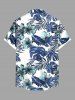 Plus Size Tropical Leaf Flower Print Hawaii Button Pocket Shirt For Men -  