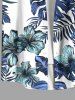 Plus Size Tropical Leaf Flower Print Hawaii Button Pocket Shirt For Men -  