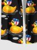 Chemise grande taille à imprimé drapeau américain patriotique et canard hawaïen avec poches boutonnées pour homme - Noir S