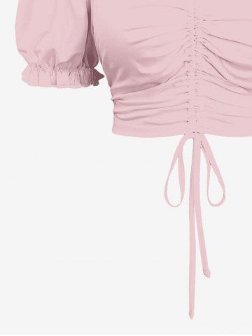 Plus Size Cinched Ruched Ruffles Cold Shoulder Cami Top