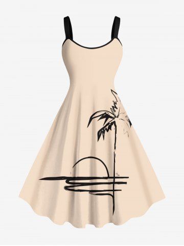 Robe Pin-Up Imprimée Cocotier Grande Taille