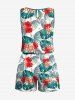 Combishort de Plage à Imprimé Feuille Tropicale Grande Taille - Vert 