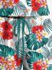 Combishort de Plage à Imprimé Feuille Tropicale Grande Taille - Vert 