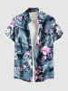 Matching Hawaii Shirt and Romper Plus Size Beach Outfit Tropical Leaf Hibiscus Printed for Couples -  