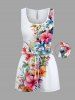 Matching Hawaii Shirt and Romper Plus Size Beach Outfit Tropical Leaf Hibiscus Printed for Couples -  