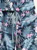 Barboteuse Hawaïen Sanglée Fleur Feuille Tropicale Imprimées de Grande Taille - Bleu 6X