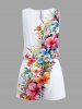 Barboteuse Chinée Fleur Feuille Tropicale Imprimée de Grande Taille avec Poche - Blanc 5X